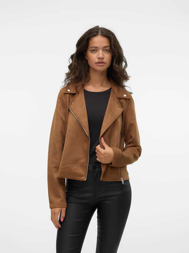 Vero Moda Bikerjacke »VMJOSE SHORT FAUX SUEDE JACKET GA NOOS« mit asymetrischem Reißverschluss