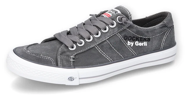 Dockers by Gerli Slip-On Sneaker , Freizeitschuh, Retro Sneaker, Fake Schnürung, in cooler Jeansoptik