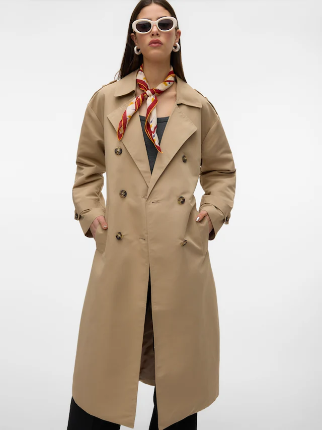 Vero Moda Trenchcoat »VMCHLOE LONG TRENCHCOAT GA NOOS« Zweireiher mit Bindegürtel, Oversized