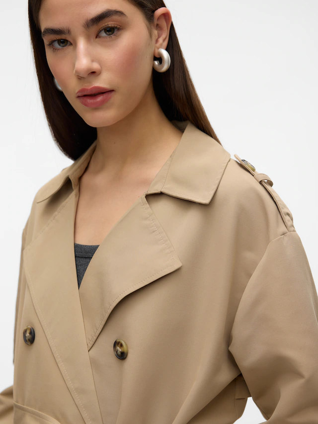 Vero Moda Trenchcoat »VMCHLOE LONG TRENCHCOAT GA NOOS« Zweireiher mit Bindegürtel, Oversized