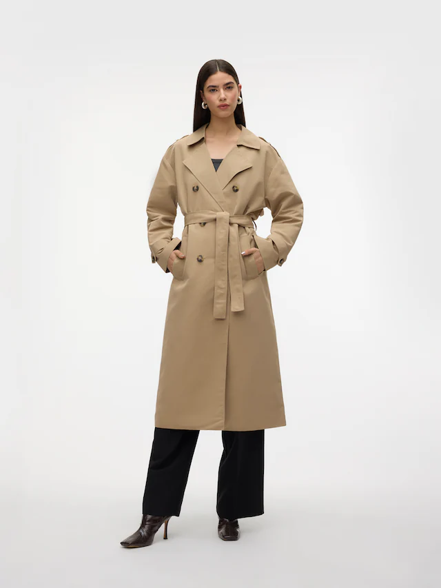 Vero Moda Trenchcoat »VMCHLOE LONG TRENCHCOAT GA NOOS« Zweireiher mit Bindegürtel, Oversized