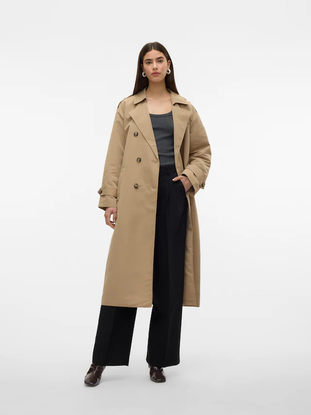 Vero Moda Trenchcoat »VMCHLOE LONG TRENCHCOAT GA NOOS« Zweireiher mit Bindegürtel, Oversized