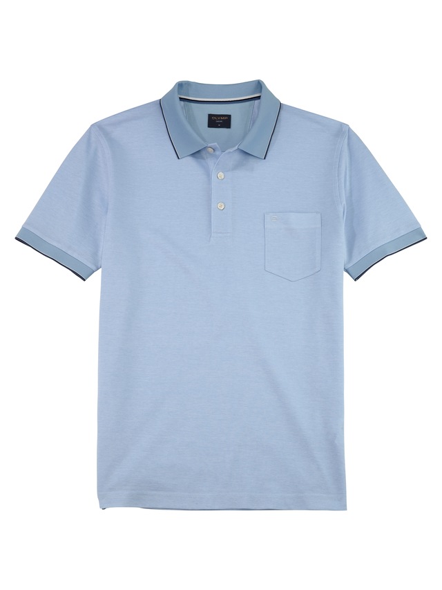 OLYMP Poloshirt »Casual« Two-Tone Piqué, Seitenschlitzen im Saum