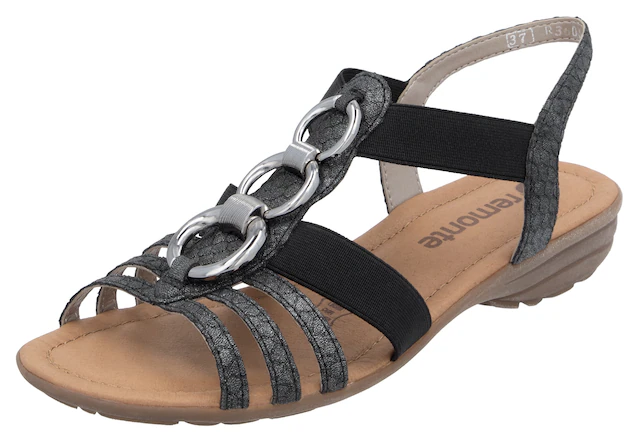 Remonte Riemchensandale , Keilabsatz, Sommerschuh, Sandalette mit Gummizügen