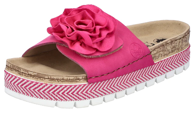 Rieker Pantolette Sommerschuh, Schlappen mit modischem Plateau