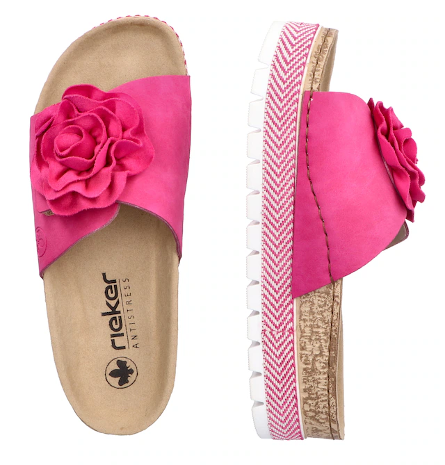 Rieker Pantolette Sommerschuh, Schlappen mit modischem Plateau