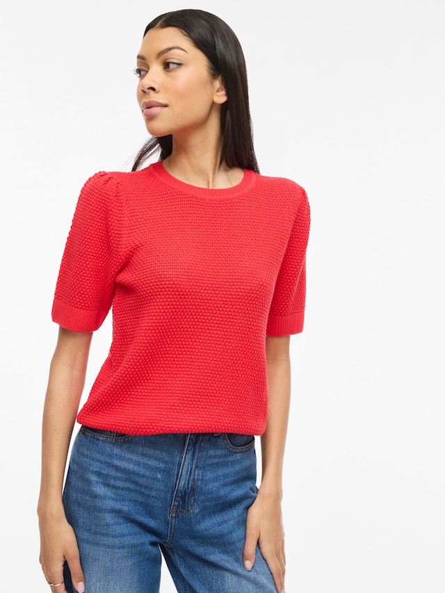 Vila Kurzarmpullover »VIDALO O-NECK S/S KNIT TOP - NOOS«
