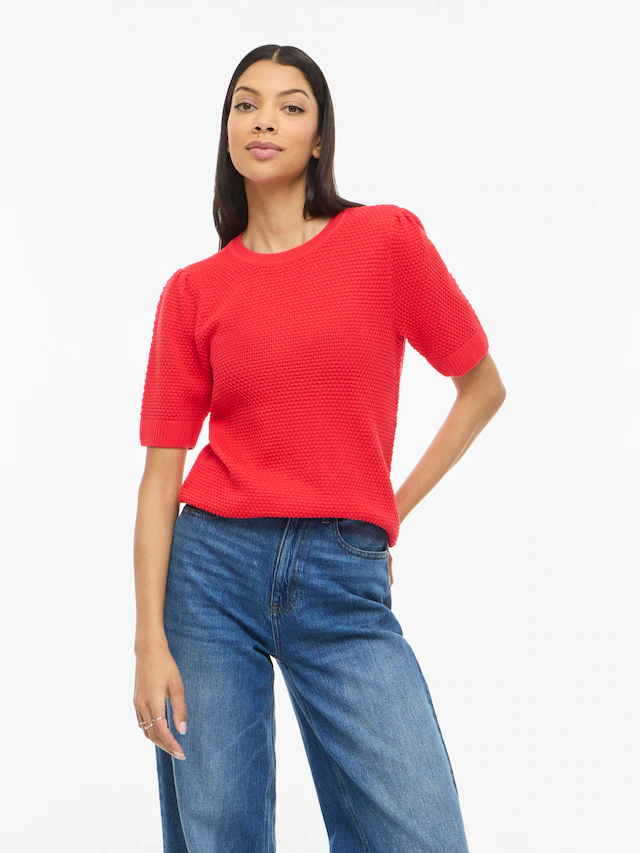 Vila Kurzarmpullover »VIDALO O-NECK S/S KNIT TOP - NOOS«