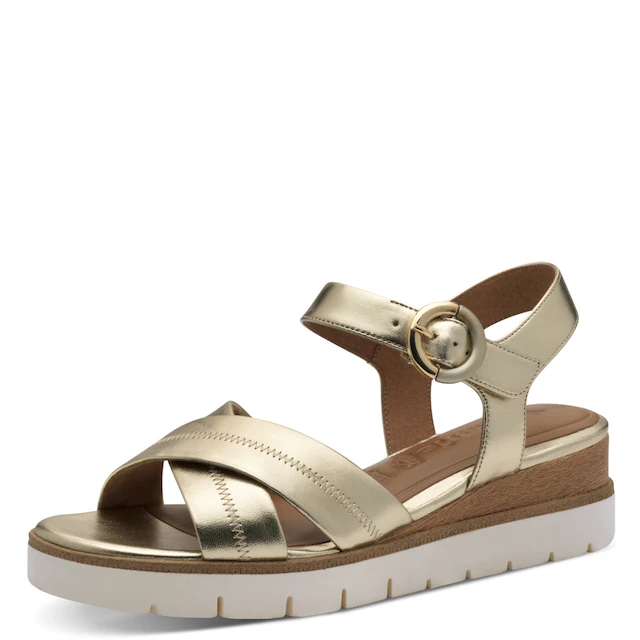 Tamaris Keilsandalette , Sommerschuh, Riemchensandale mit Ziernähten