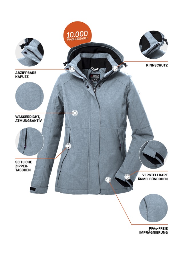 Killtec Outdoorjacke »KOW 37 WMN JCKT« Wasserdichte Damen Funktionsjacke mit abnehmbarer Kapuze