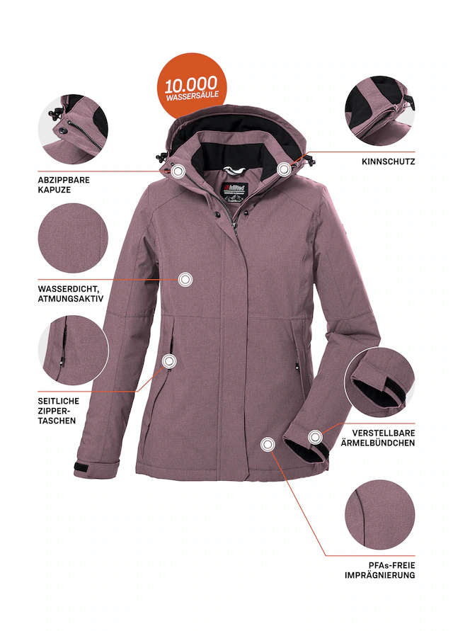Killtec Outdoorjacke »KOW 37 WMN JCKT« Wasserdichte Damen Funktionsjacke mit abnehmbarer Kapuze