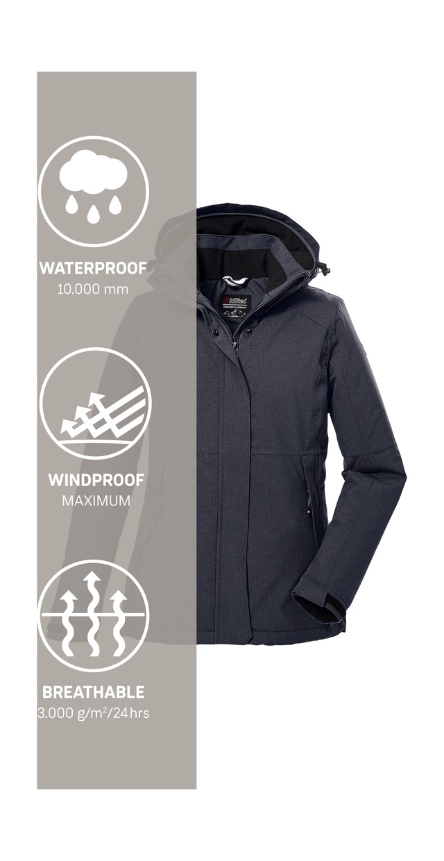 Killtec Outdoorjacke »KOW 37 WMN JCKT« Wasserdichte Damen Funktionsjacke mit abnehmbarer Kapuze