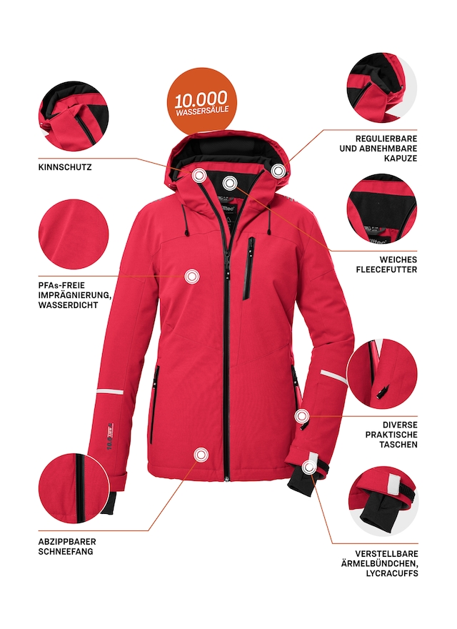 Killtec Skijacke »KSW 81 WMN SKI JCKT« Wasserdichte, atmungsaktive Winterjacke mit abnehmbarer Kapuze