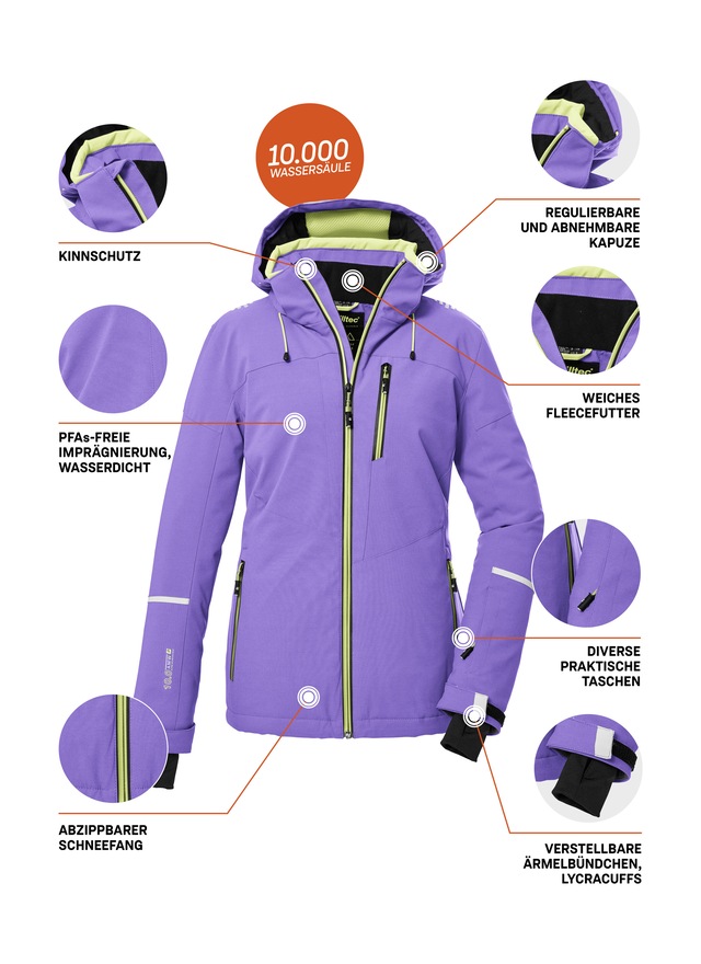 Killtec Skijacke »KSW 81 WMN SKI JCKT« Wasserdichte, atmungsaktive Winterjacke mit abnehmbarer Kapuze