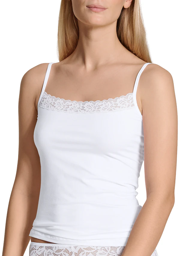 CALIDA Spaghettitop »Natural Comfort Lace« weiche Spitze, elastisch, Single Jersey Qualität, Cotton-Mix
