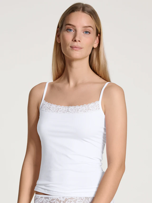 CALIDA Spaghettitop »Natural Comfort Lace« weiche Spitze, elastisch, Single Jersey Qualität, Cotton-Mix