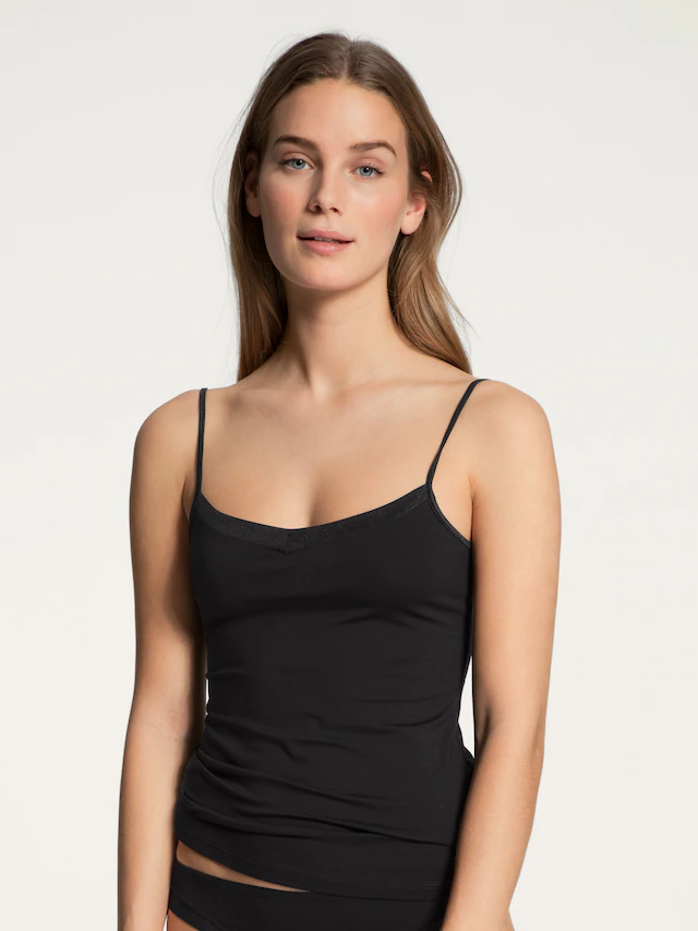 CALIDA Spaghettitop »Cate« Satin-Einsatz , Single Jersey Qualität, elastisch, weich, feminin