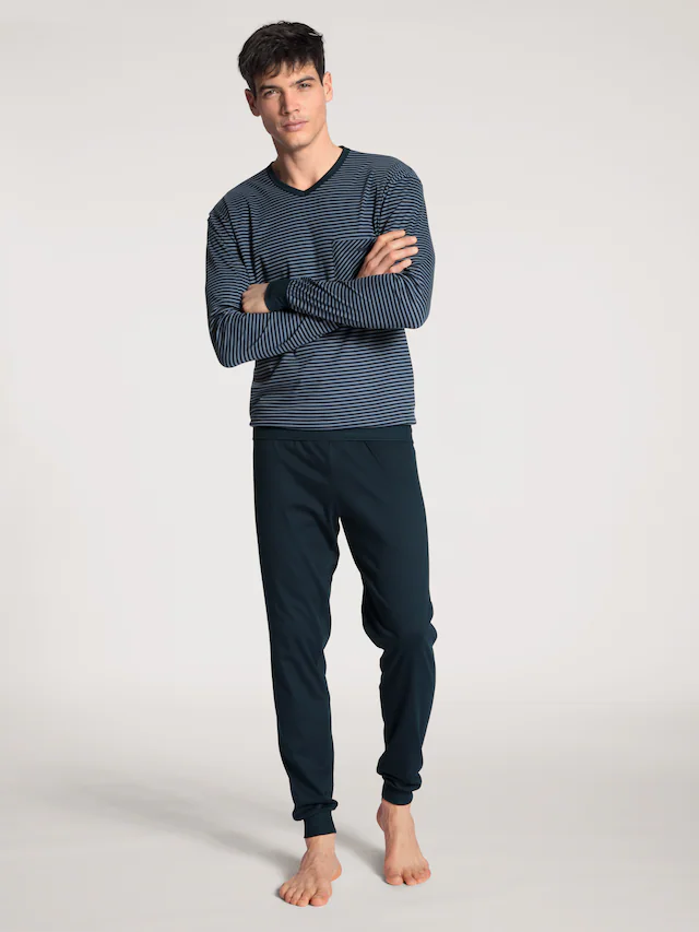 CALIDA Schlafanzug »Relax Streamline« 2 tlg. mit V-Neck und Bündchen