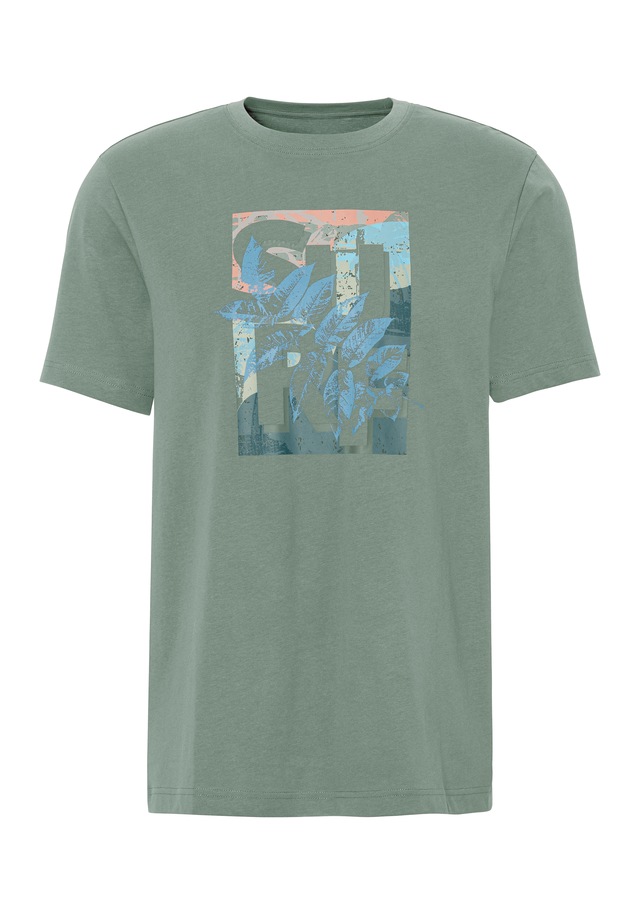 John Devin T-Shirt Rundhalsshirt mit Surf -Aufdruck aus reiner Baumwolle