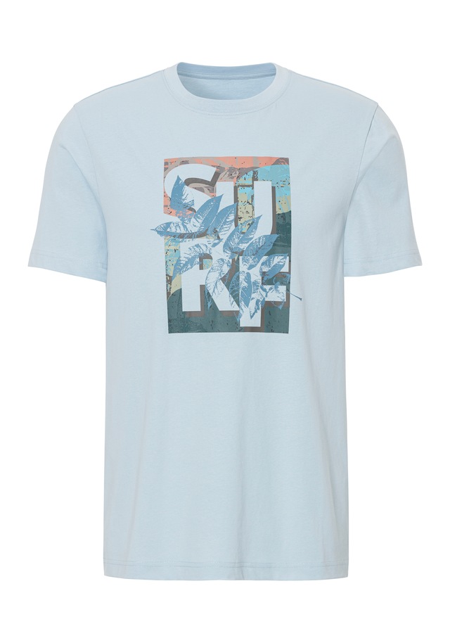John Devin T-Shirt Rundhalsshirt mit Surf -Aufdruck aus reiner Baumwolle
