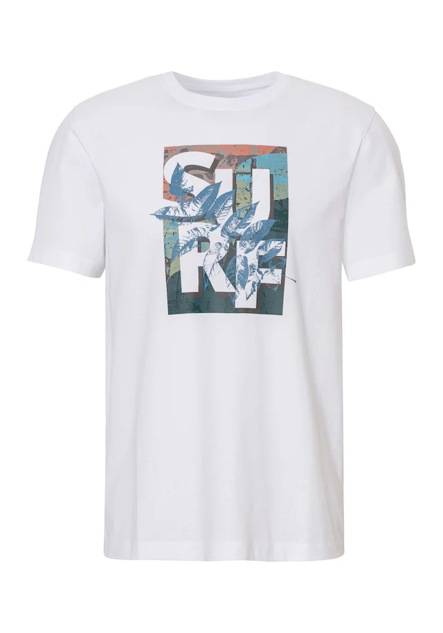 John Devin T-Shirt Rundhalsshirt mit Surf -Aufdruck aus reiner Baumwolle