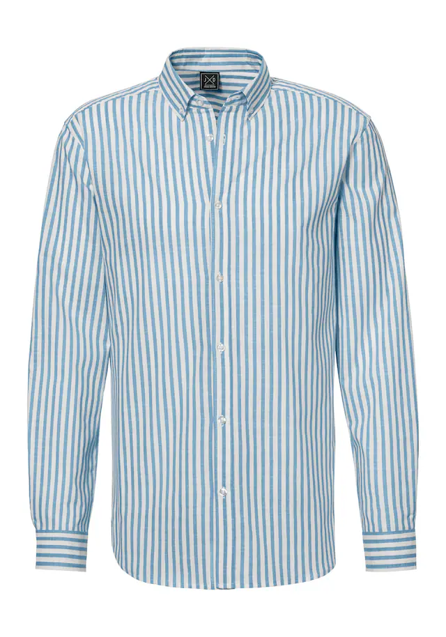 John Devin Langarmhemd », Streifenhemd langarm mit Button-down-Kragen« aus leichter Baumwolle-Webware, Regular-fit