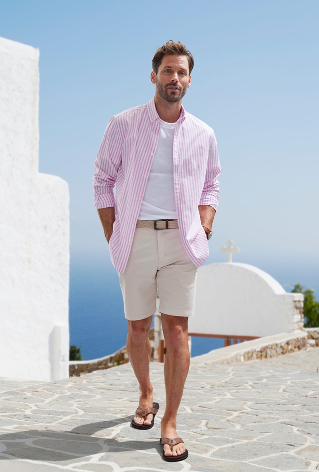 John Devin Langarmhemd », Streifenhemd langarm mit Button-down-Kragen« aus leichter Baumwolle-Webware, Regular-fit