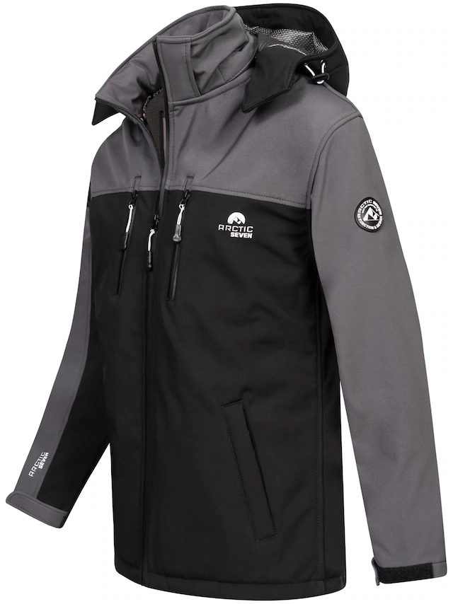 Arctic Seven Softshelljacke »ASSurvivo« Outdoorjacke mit abnehmbarer Kapuze