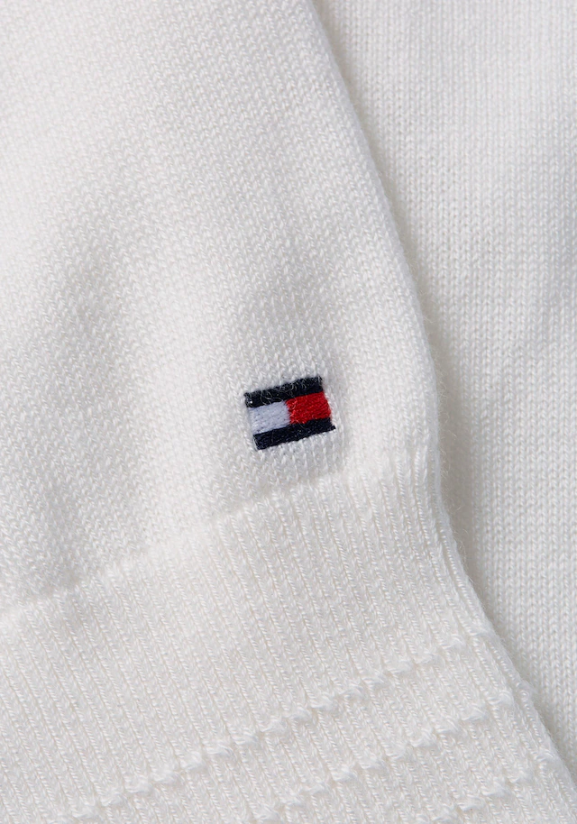 Tommy Hilfiger V-Ausschnitt-Pullover »CO JERSEY STITCH V-NK SWEATER« Kontrastfarbene Streifen im Ausschnitt und Logo Stickerei am Ärmel