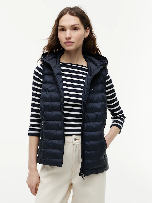 Tommy Hilfiger Steppweste »LW PADDED GLOBAL STRIPE VEST« Global Serie TH WOMEN, abnehmbare Kapuze, Übergangsweste