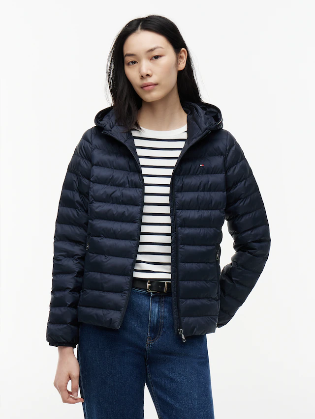 Tommy Hilfiger Steppjacke »LW PADDED GLOBAL STRIPE JACKET« Global Serie TH WOMEN, mit Kapuze sportive Kapuze mit Global Stripe