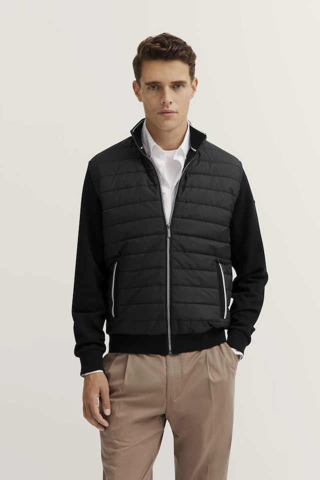 bugatti Sweatjacke »Basic Essential« Modern Fit in Stepp-Optik