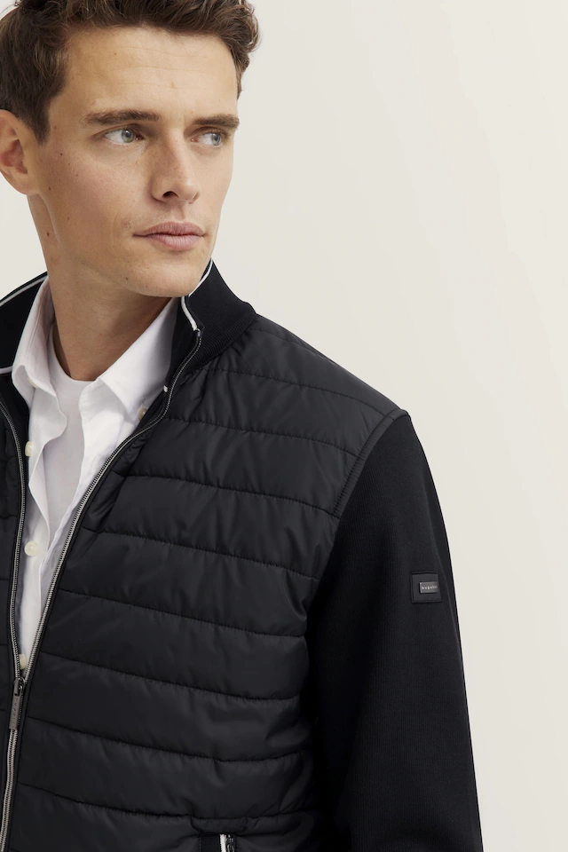 bugatti Sweatjacke »Basic Essential« Modern Fit in Stepp-Optik