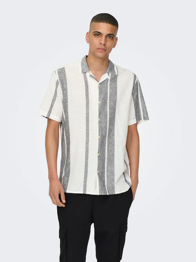 ONLY & SONS Kurzarmhemd »ONSCAIDEN SS STRIPE LINEN RESORT NOOS«