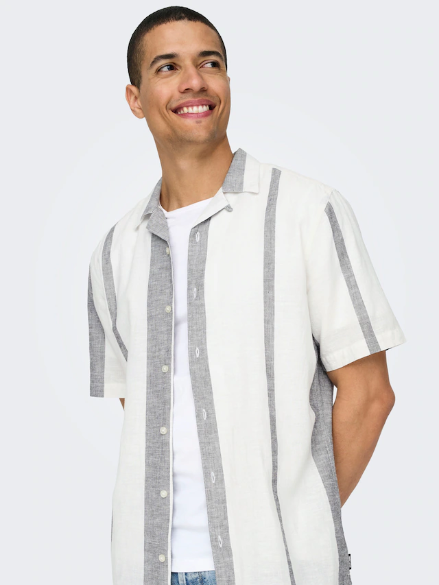 ONLY & SONS Kurzarmhemd »ONSCAIDEN SS STRIPE LINEN RESORT NOOS«