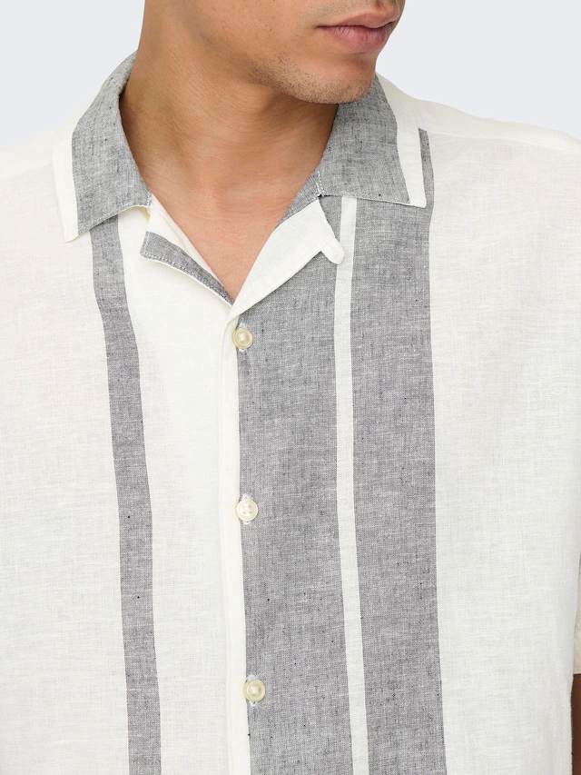ONLY & SONS Kurzarmhemd »ONSCAIDEN SS STRIPE LINEN RESORT NOOS«