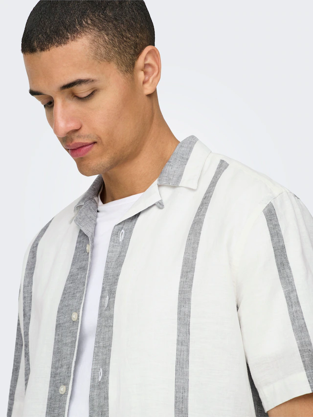 ONLY & SONS Kurzarmhemd »ONSCAIDEN SS STRIPE LINEN RESORT NOOS«