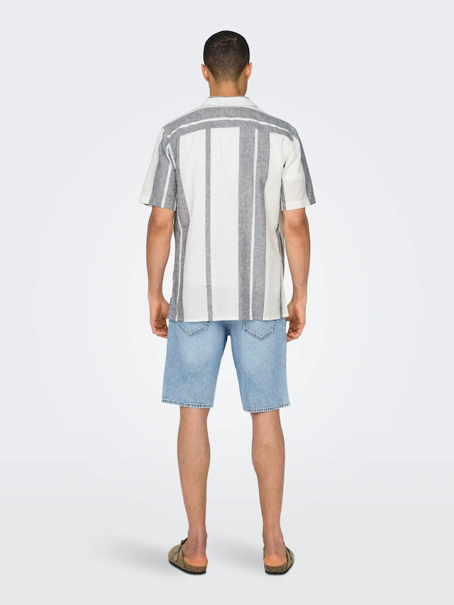 ONLY & SONS Kurzarmhemd »ONSCAIDEN SS STRIPE LINEN RESORT NOOS«