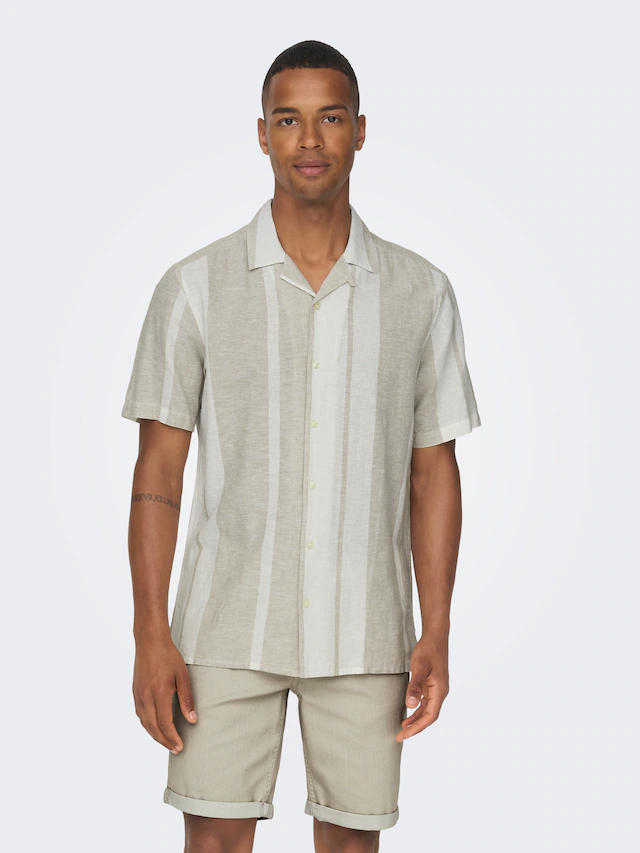 ONLY & SONS Kurzarmhemd »ONSCAIDEN SS STRIPE LINEN RESORT NOOS«
