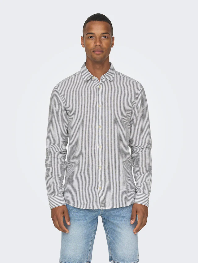 ONLY & SONS Kurzarmhemd »ONSCAIDEN LS STRIPE LINEN SHIRT 660 NOOS«