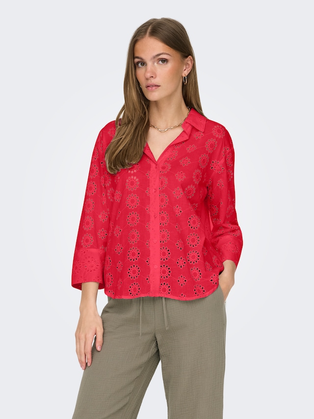 JDY Hemdbluse »JDYTALLIE 3/4 LONG SHIRT WVN NOOS« mit Lochstickerei-Detail