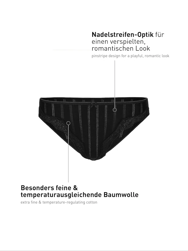 CALIDA Slip »Etude Toujours« Nadelstreifen-Optik, florale Spitze, Regular-Cut, Jacquard, elastisch