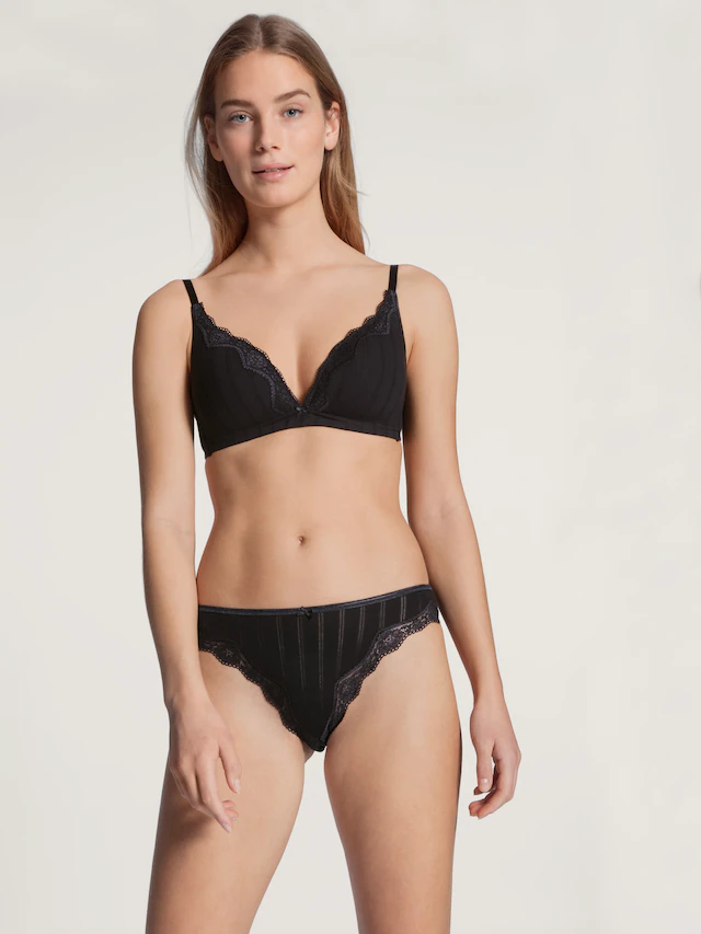 CALIDA Slip »Etude Toujours« Nadelstreifen-Optik, florale Spitze, Regular-Cut, Jacquard, elastisch