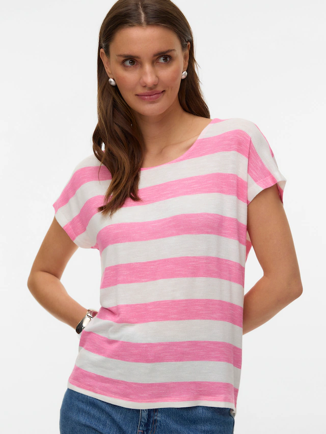 Vero Moda Kurzarmshirt »VMWIDE STRIPE SL TOP GA JRS NOOS« Viskosemischung