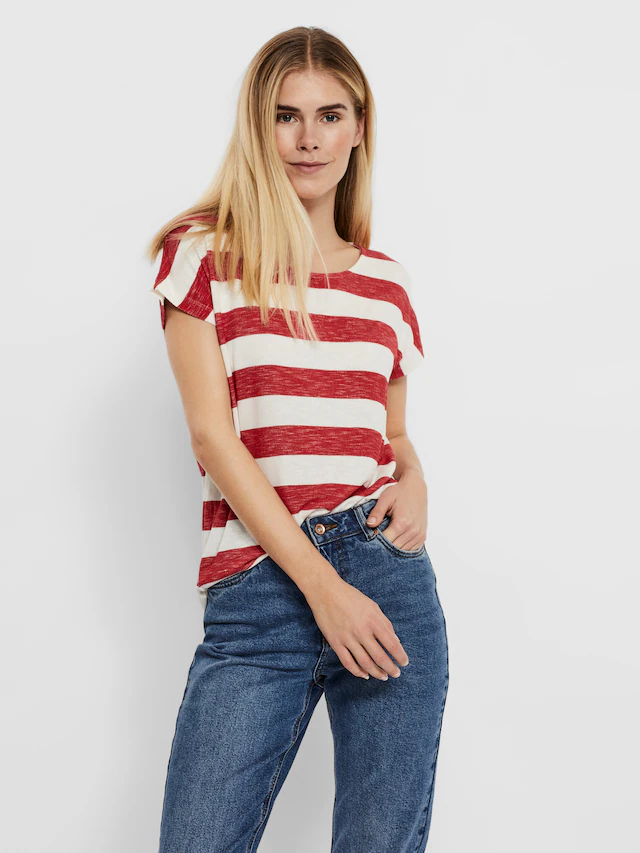 Vero Moda Kurzarmshirt »VMWIDE STRIPE SL TOP GA JRS NOOS« Viskosemischung
