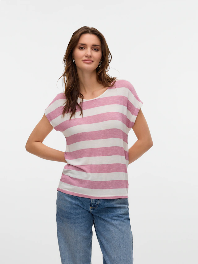 Vero Moda Kurzarmshirt »VMWIDE STRIPE SL TOP GA JRS NOOS« Viskosemischung