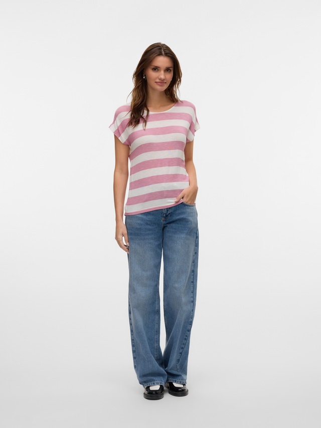 Vero Moda Kurzarmshirt »VMWIDE STRIPE SL TOP GA JRS NOOS« Viskosemischung