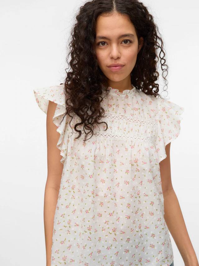 Vero Moda Blusenshirt »VMTRINE SL LACE TOP WVN NOOS« Baumwolle