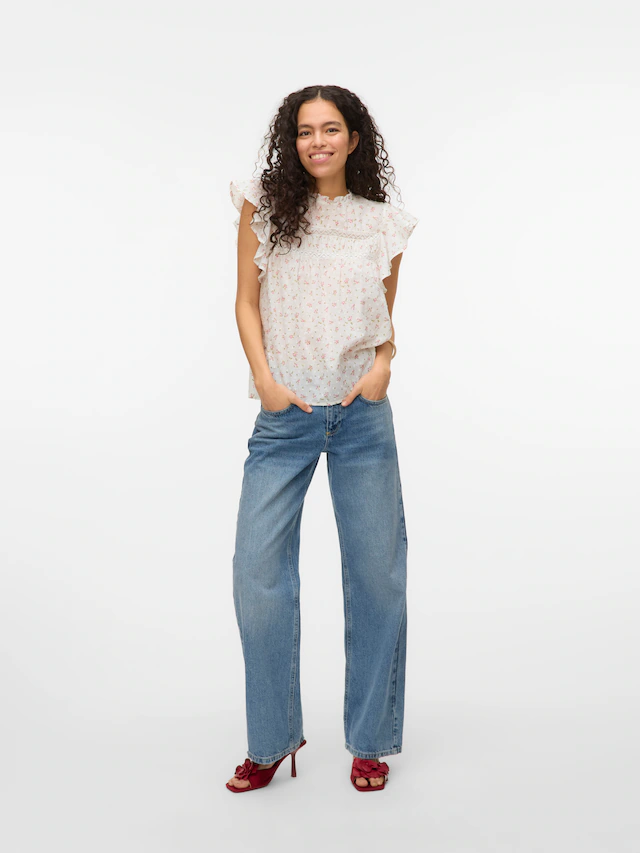 Vero Moda Blusenshirt »VMTRINE SL LACE TOP WVN NOOS« Baumwolle