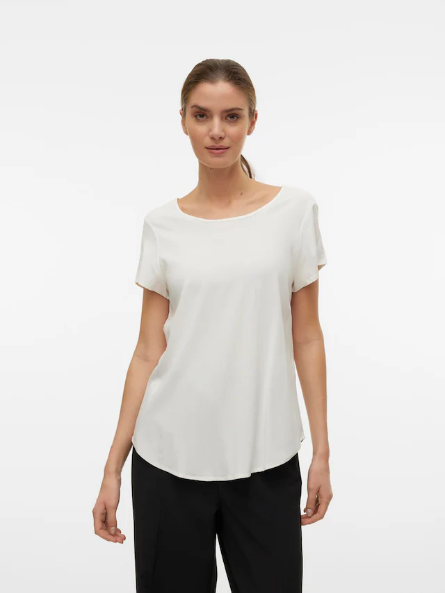 Vero Moda Blusenshirt »VMBELLA SS TOP WVN GA NOOS« Viskosemischung, abgerundeter Saum